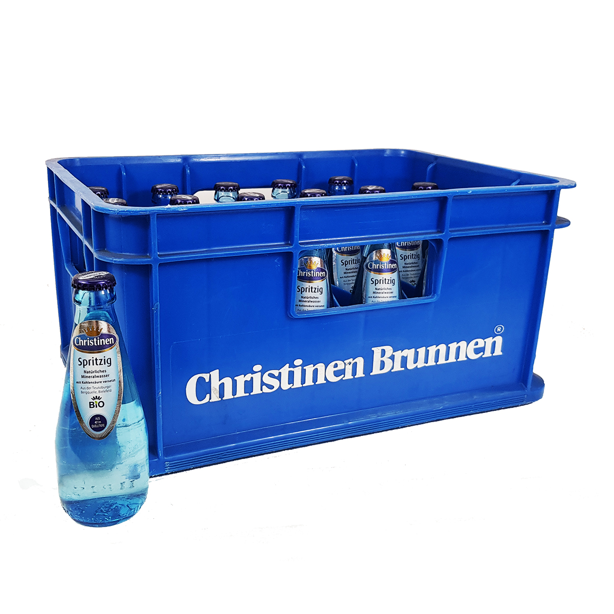 Christinen Brunnen spritzig Blauglas
